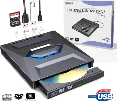 Externe USBA 3.0 / Type-C Dvd RW 4in1 Optische Dvd Brander