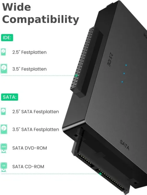 USB 3.0 naar 2.5&3.5 inch SATA III&IDE Adapter