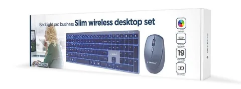 Gembird Backlight Pro Business Slim Draadloze Desktopset VS Layout Zwart