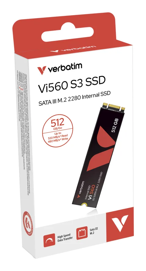 Verbatim M.2 SSD 512GB, 512GB, M.2, 560MB/s, 6Gb/s