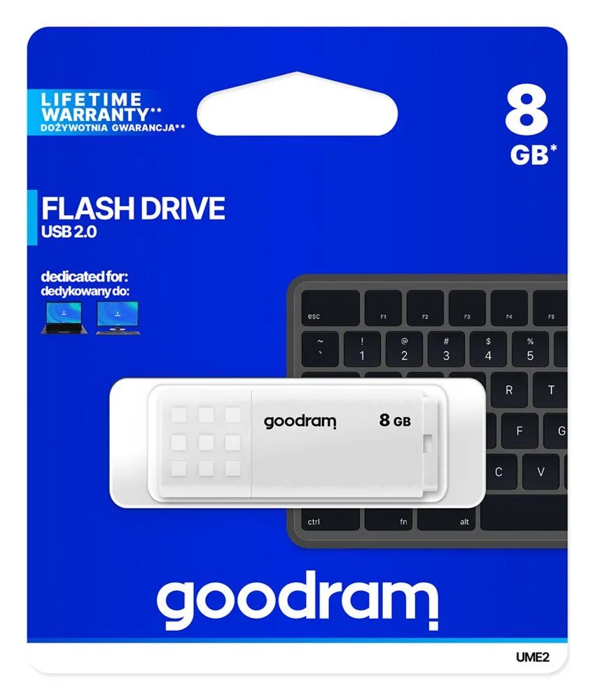Goodram Flashdrive Witte 8GB USB2.0 Stick