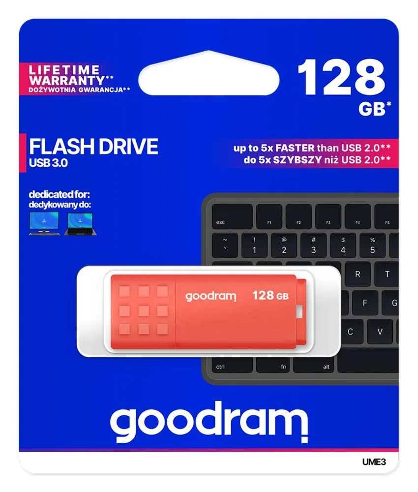Goodram Storage Flashdrive UME3 128 GB USB Type-A 3.2 Orange