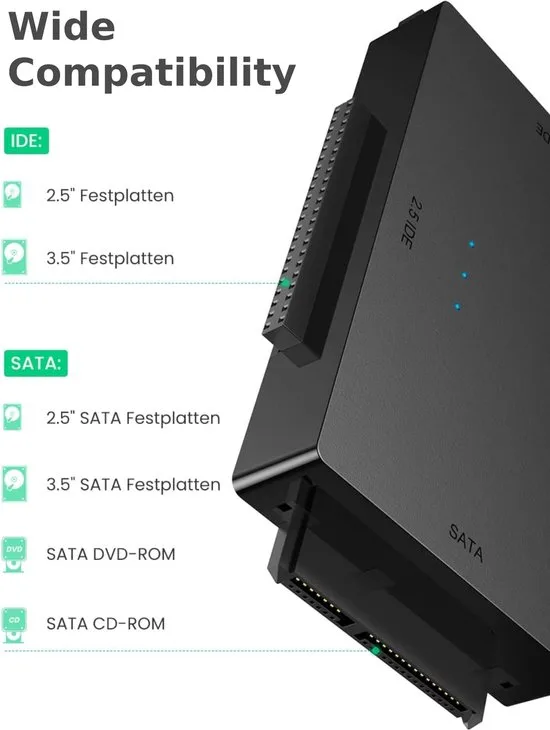 USB 3.0 naar 2.5&3.5 inch SATA III&IDE Adapter