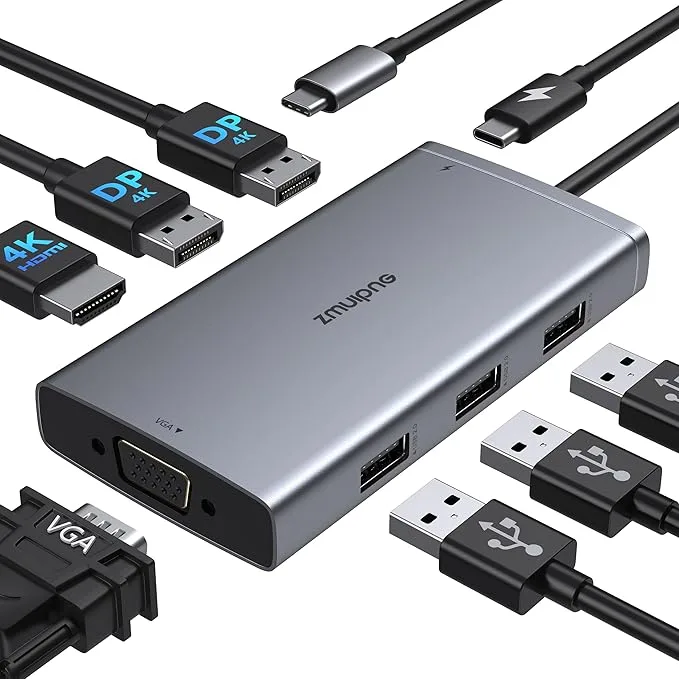USB_C 3,0 8 in 1 Port 4K Hub Dockingstation